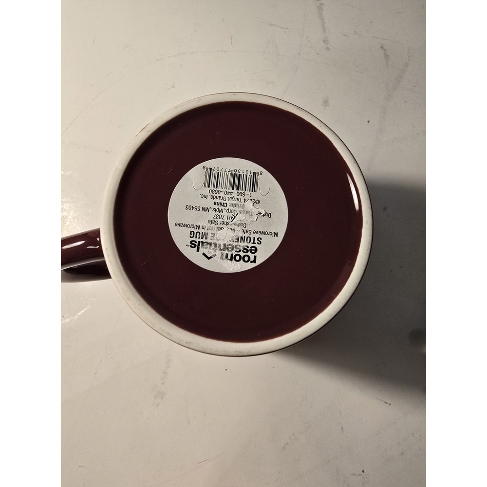 Room Essentials Stoneware "Love You" Mug (new) #2 Maroon Orange Text 4 inches - Picture 2 of 3